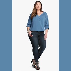 Torrid Harper Dusty Blue Georgette Pullover Blouse